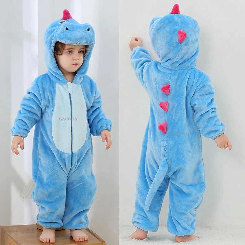 Cartoon Flannel Baby Rompers