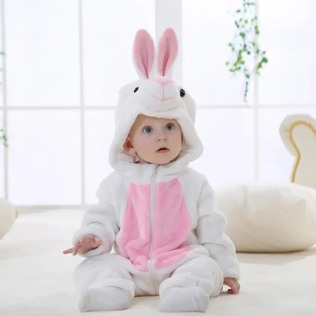 Cartoon Flannel Baby Rompers