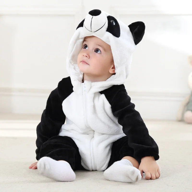 Cartoon Flannel Baby Rompers