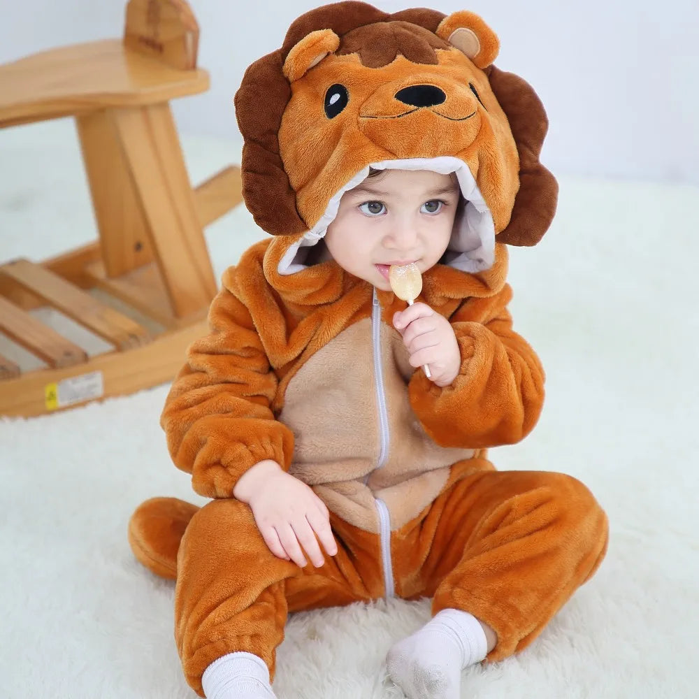 Cartoon Flannel Baby Rompers