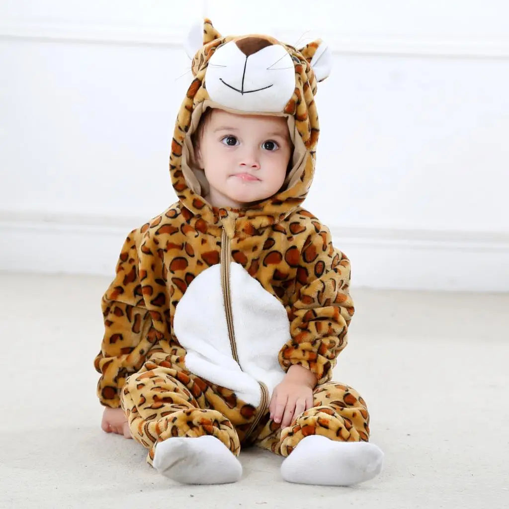 Cartoon Flannel Baby Rompers