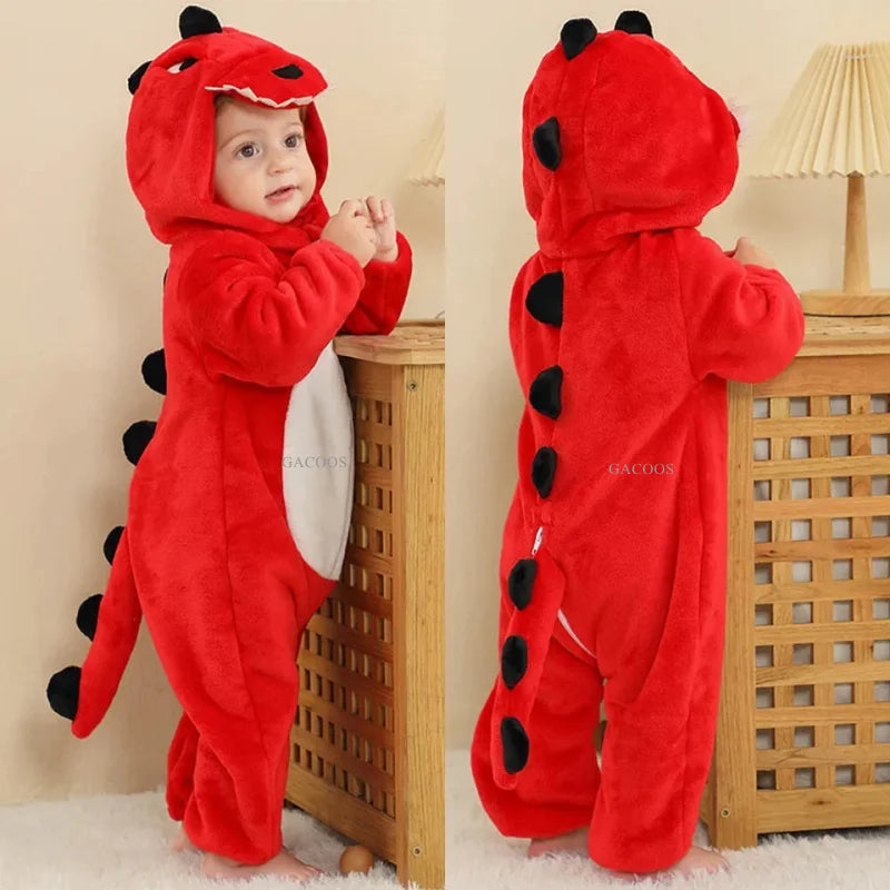Cartoon Flannel Baby Rompers