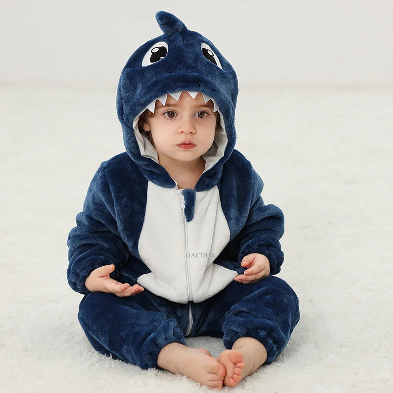 Cartoon Flannel Baby Rompers