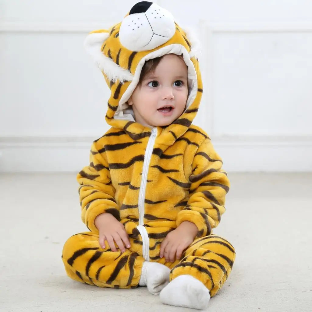 Cartoon Flannel Baby Rompers