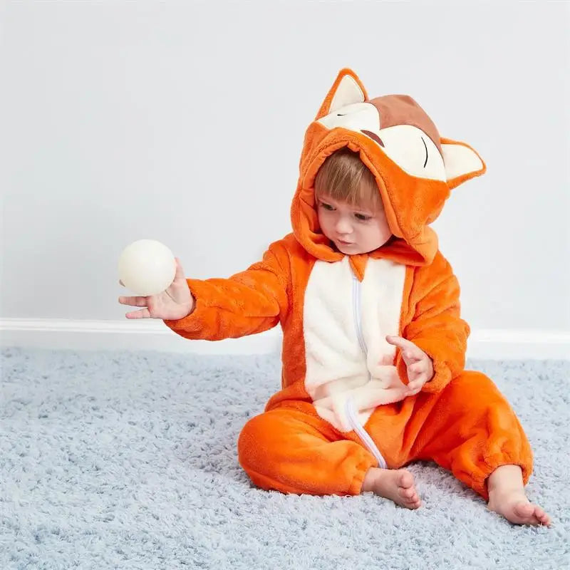 Cartoon Flannel Baby Rompers