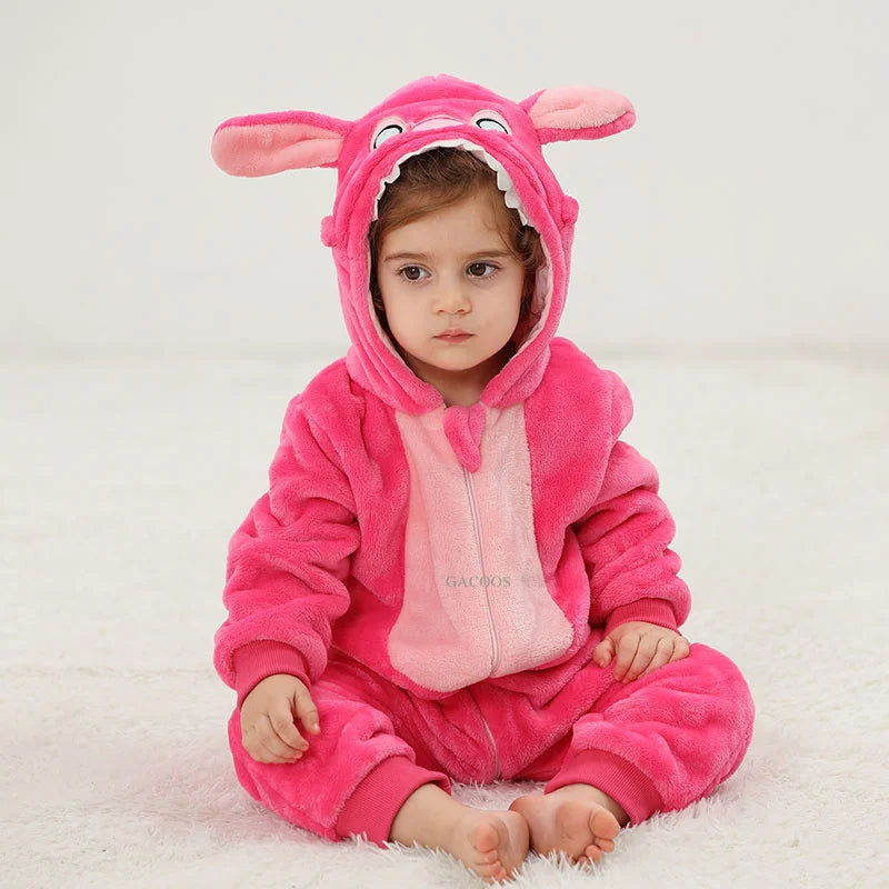 Cartoon Flannel Baby Rompers