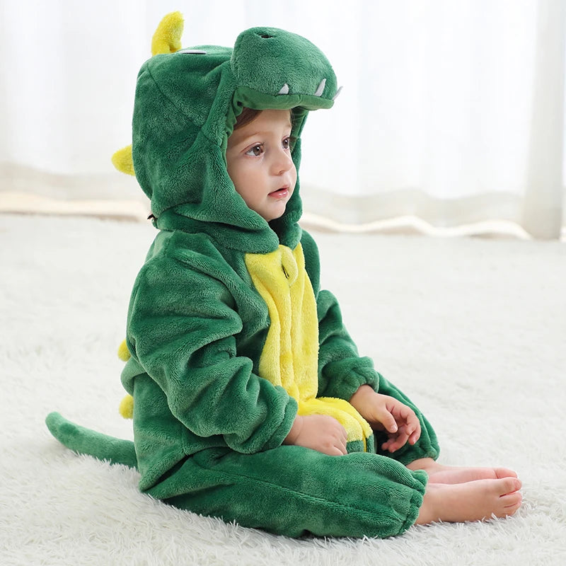 Cartoon Flannel Baby Rompers