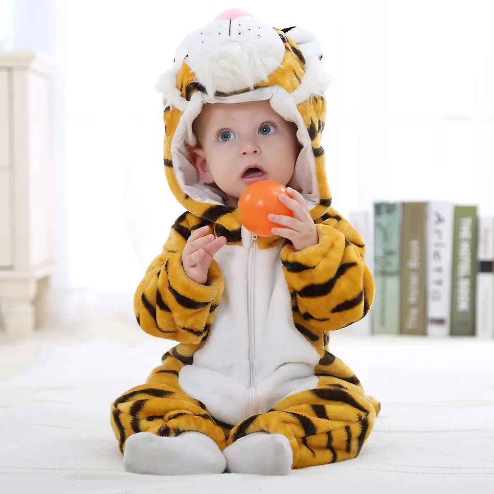 Cartoon Flannel Baby Rompers