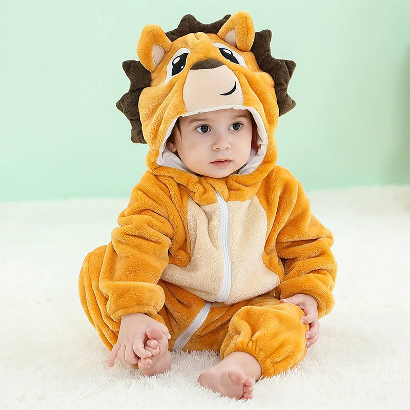 Cartoon Flannel Baby Rompers