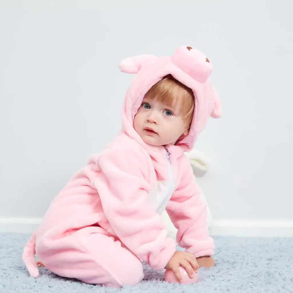 Cartoon Flannel Baby Rompers
